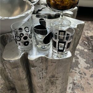 MCM set of four whisky glasses for your mad man bar black & white perfect